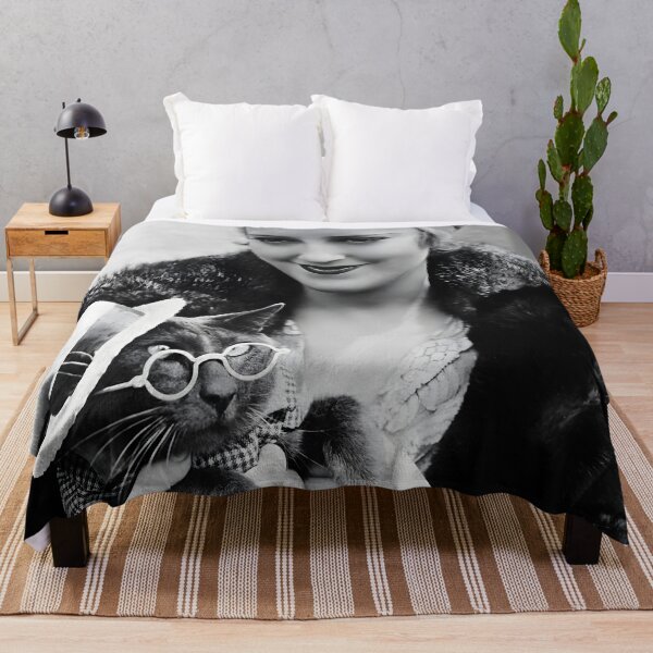 Item preview, 1932 American actress and singer Jeanette MacDonald with her cat named Pussumus vintage cat lady photograph poster art print designed and sold by Astrid Arkhangelsky.