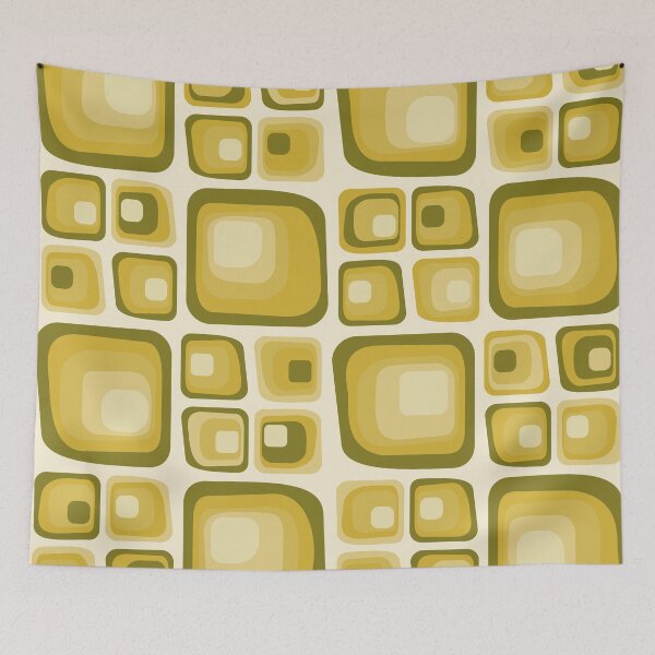 Item preview, Mid Century Modern Abstract Shapes - Olive green and Mustard Gold designed and sold by JMgraphic.