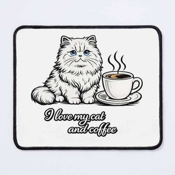 Item preview, Persian Cat & Coffee – I Love My Cat and Coffee designed and sold by IrynaLineArt.