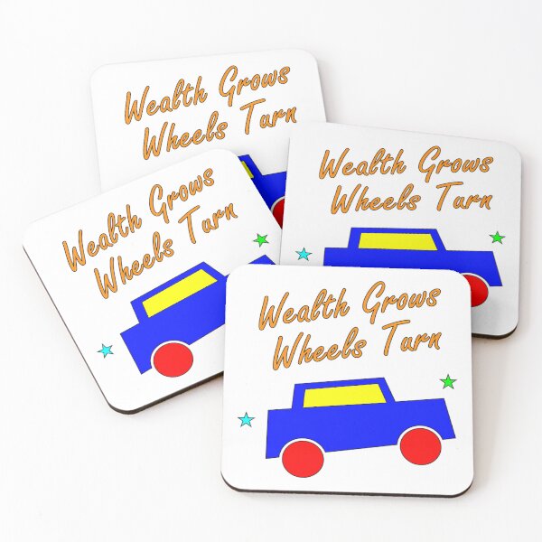 Item preview, Wealth Grows Wheels Turn Cute Car designed and sold by AkurartVisArt.
