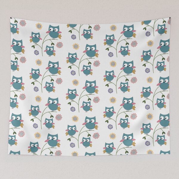 Item preview, Cute teal owl seamless repeating pattern designed and sold by SeamlessDsign.