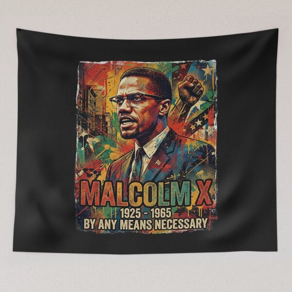 Item preview, Malcolm X Art Print PNG, By Any Means Necessary, Black History Wall Art, Civil Rights Activist Poster, Retro Graffiti Portrait Design designed and sold by SezzyDesigns.