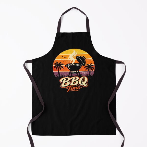 Item preview, BBQ Time Retro Sunset Grill Palm Trees Design designed and sold by Mikoff04-arts.