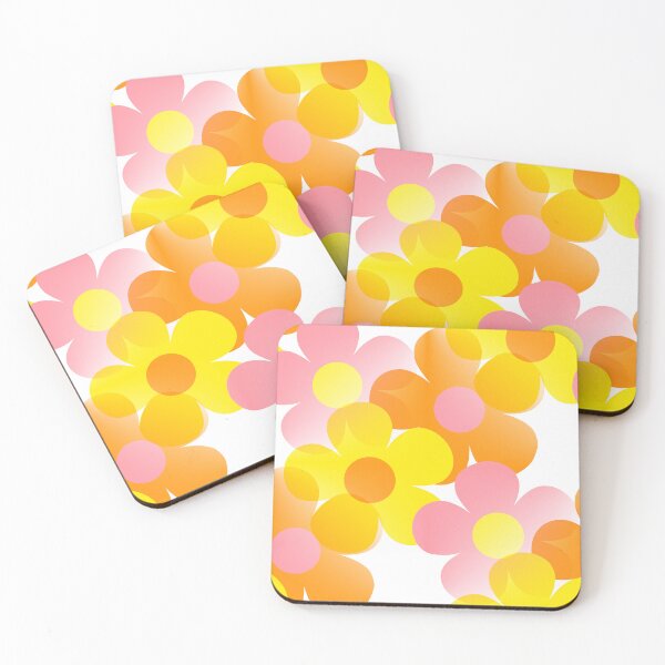 Item preview, 60's 70's Retro Vintage Pop Flower Pattern in Orange, Pink and Yellow designed and sold by MellowCat.