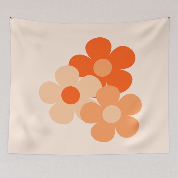 Item preview, 60's Flower Power Pop Flowers in Orange and Cream designed and sold by MellowCat.