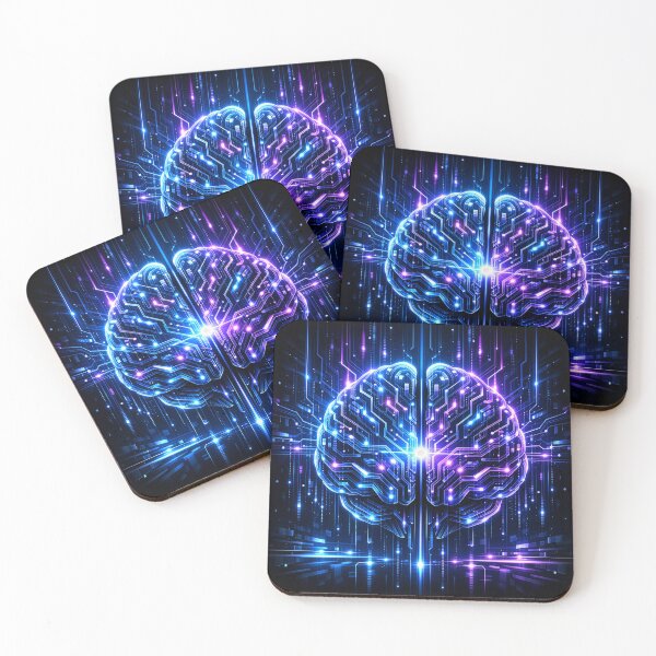 Item preview, Neon AI Mind – Futuristic Cyber Brain Digital Intelligence Design designed and sold by MirAgency.