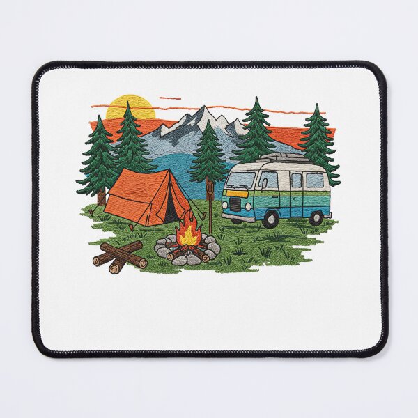 Item preview, Retro Camping Scene with Tent and Vintage Van designed and sold by TeeARTHY.