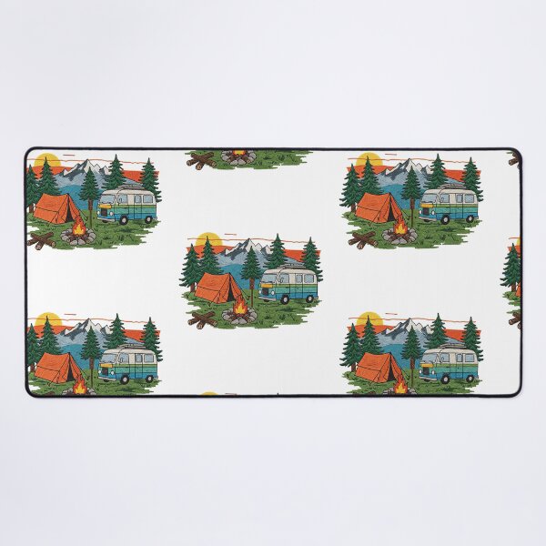 Item preview, Retro Camping Scene with Tent and Vintage Van designed and sold by TeeARTHY.