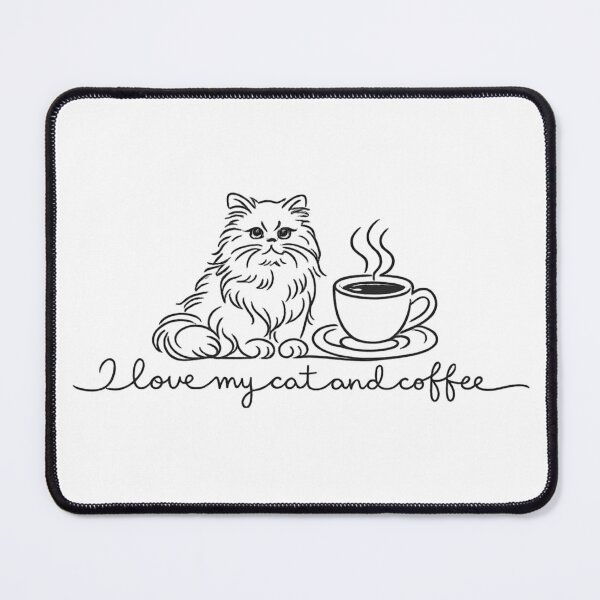 Item preview, Persian Cat Coffee – I Love My Cat and Coffee Line Art designed and sold by IrynaLineArt.