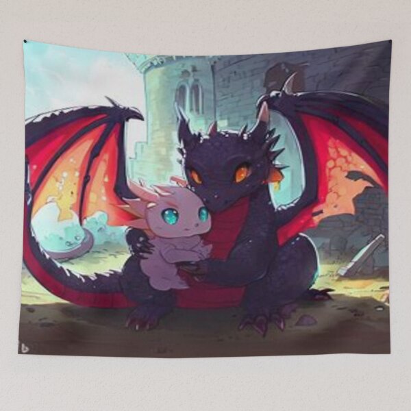 Item preview, Tender Realistic Dragons in a Magical Fantasy Castle Scene designed and sold by FotoworldEdel.