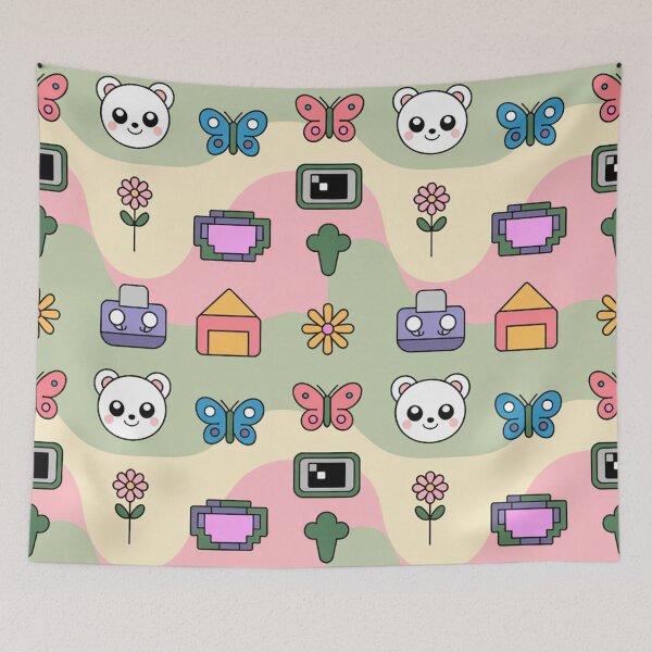 Item preview, Cute Kawaii Panda Butterfly Polaroid Houses Seamless Pattern - Pastel Playful Repeat designed and sold by Midnight Veil Designs.