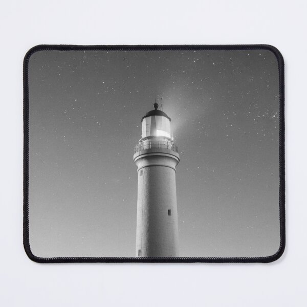 Item preview, Milky Way, stars, and lighthouse black and white photograph poster art print designed and sold by Astrid Arkhangelsky.