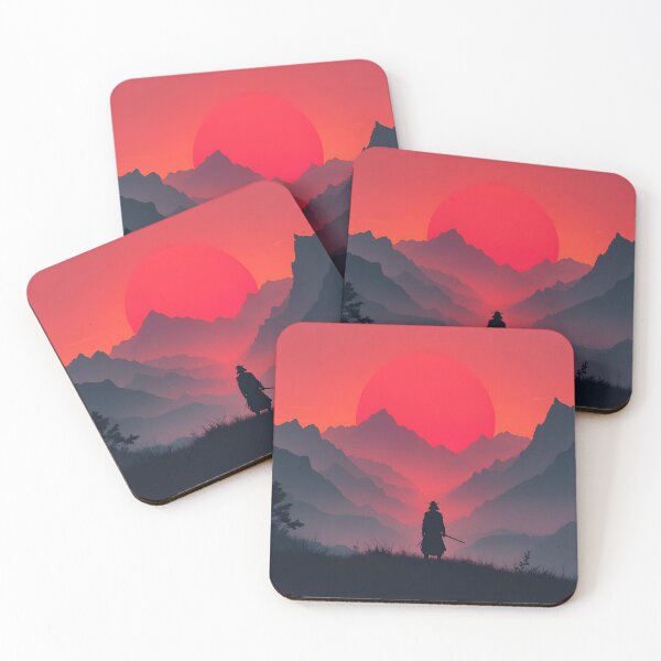 Item preview, Samurai Red Sun Silhouette Japanese Aesthetic Art designed and sold by DreamyWallVibes.