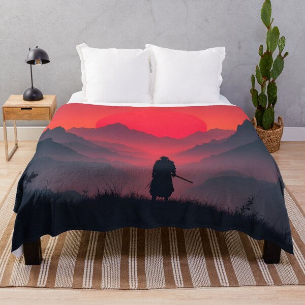 Item preview, Samurai Red Sun Silhouette Japanese Aesthetic Art designed and sold by DreamyWallVibes.