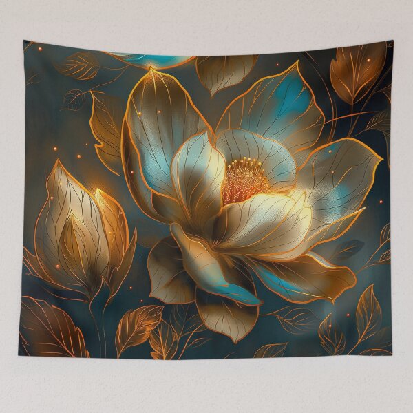 Item preview, Golden and Blue Floral Design designed and sold by MargaretWiktor.