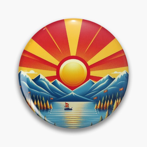 Item preview, Macedonia — Land of the Sun | Ohrid Lake Vintage Circle Art designed and sold by FlatlineArtCo.