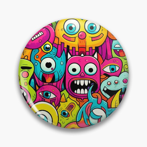 Item preview, Funny Cute Monsters – Vibrant Cartoon Doodle Art Print designed and sold by Artixshopy98.