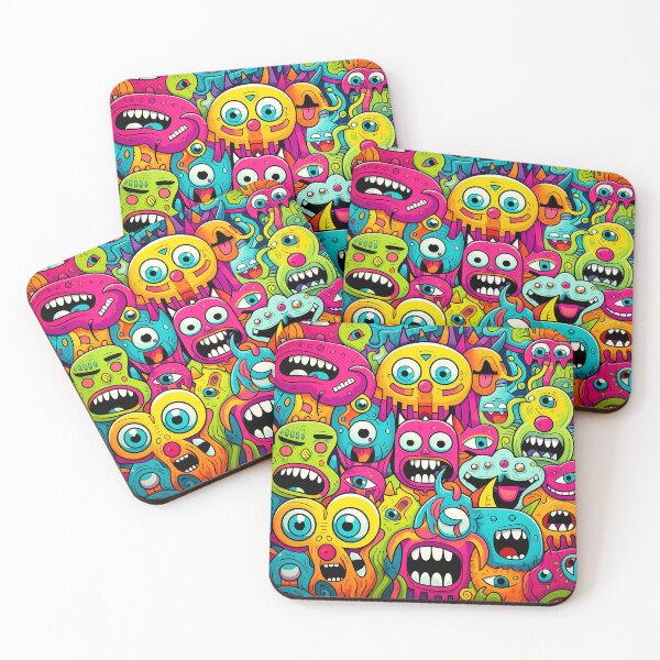 Item preview, Funny Cute Monsters – Vibrant Cartoon Doodle Art Print designed and sold by Artixshopy98.