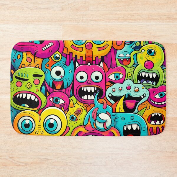 Item preview, Funny Cute Monsters – Vibrant Cartoon Doodle Art Print designed and sold by Artixshopy98.