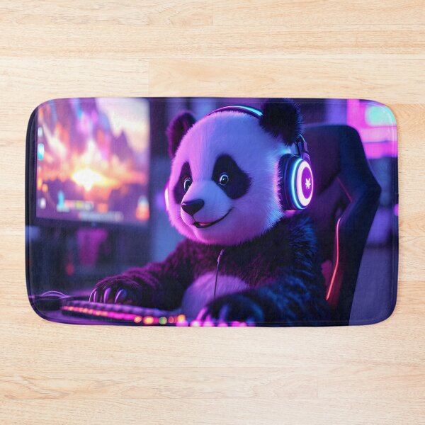 Item preview, Neon Gamer Panda Cute Gaming Aesthetic Art designed and sold by DreamyWallVibes.