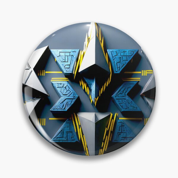 Item preview, Futuristic Geometric Arrow Design - Abstract 3D Tech Symmetry in Blue and Yellow designed and sold by Peter Kraaibeek | Generative Designs and Car Art.
