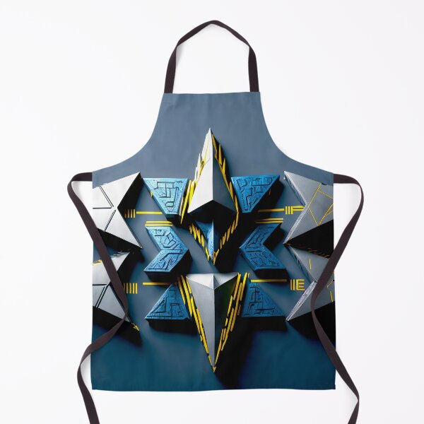 Item preview, Futuristic Geometric Arrow Design - Abstract 3D Tech Symmetry in Blue and Yellow designed and sold by Peter Kraaibeek | Generative Designs and Car Art.