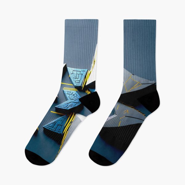 Item preview, Futuristic Geometric Arrow Design - Abstract 3D Tech Symmetry in Blue and Yellow designed and sold by Peter Kraaibeek | Generative Designs and Car Art.