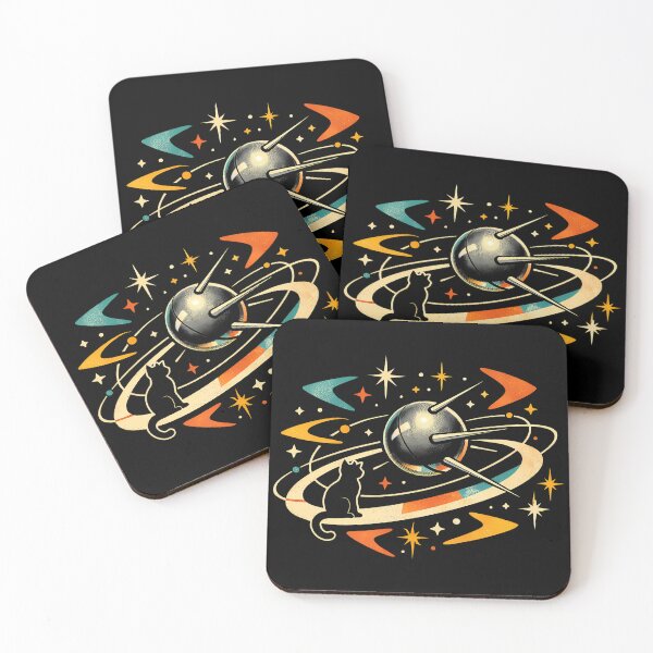 Item preview, Retro Space Cat Voyage - Sputnik Atomic Age T-Shirt Art designed and sold by Art-Selling.