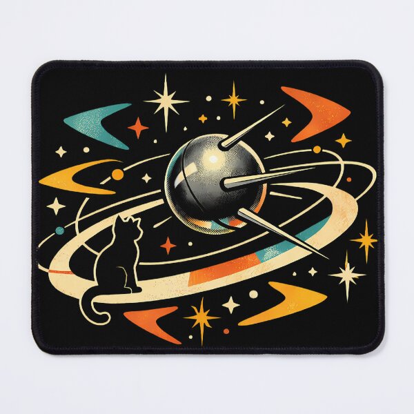 Item preview, Retro Space Cat Voyage - Sputnik Atomic Age T-Shirt Art designed and sold by Art-Selling.