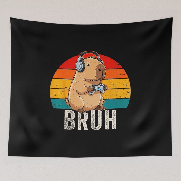 Item preview, Bruh Capybara Gamer Funny Retro Sunset designed and sold by FGTV2021.