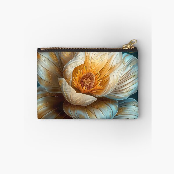 Item preview, Elegant Golden and White Floral Bloom on Dark Background designed and sold by MargaretWiktor.