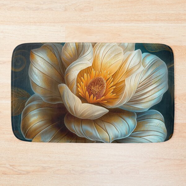 Item preview, Elegant Golden and White Floral Bloom on Dark Background designed and sold by MargaretWiktor.