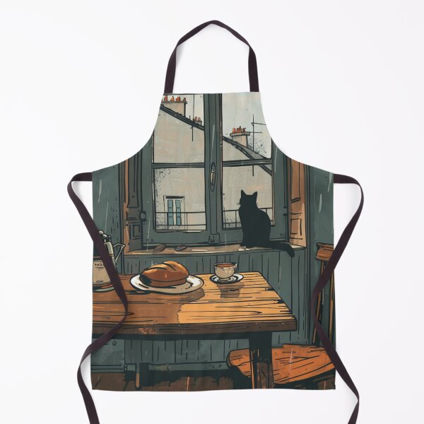 Item preview, Rainy Morning Window – Cozy Cat Kitchen Illustration designed and sold by JLCableStudio.