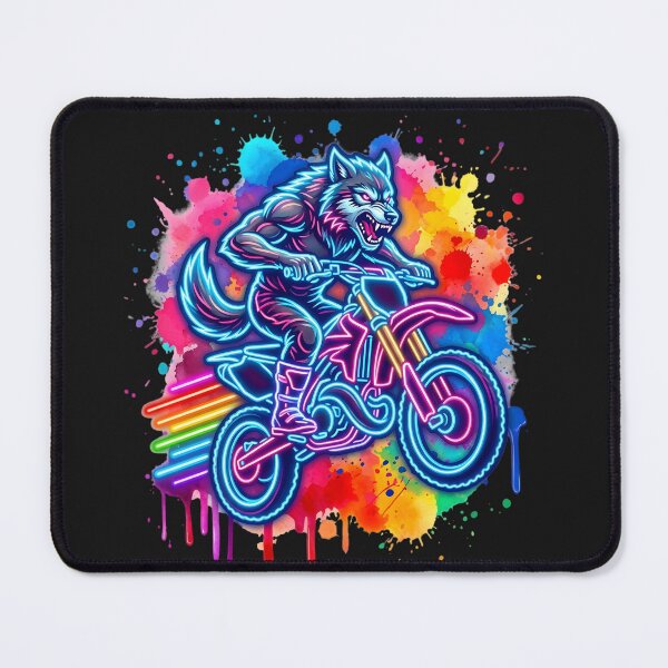 Item preview, Neon Wolf BMX Street Art – Cyberpunk Graffiti Wolf Rider | Vibrant vaporwave splash design designed and sold by SoftInk Studio.