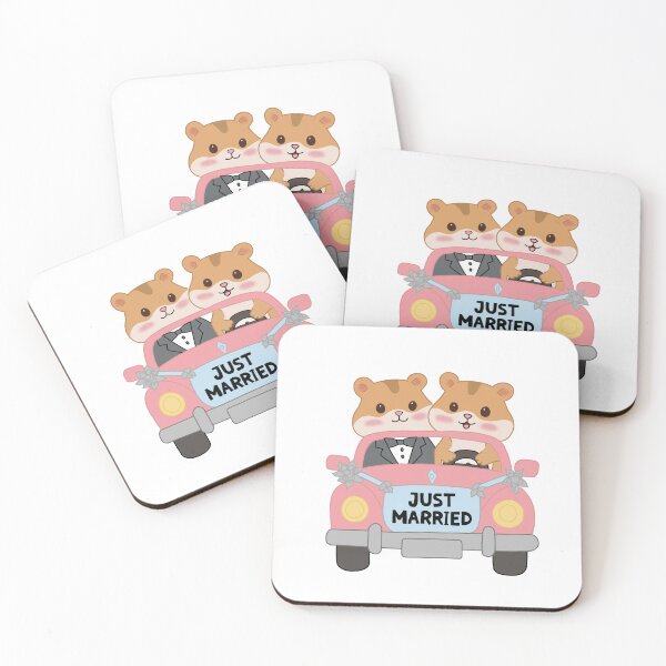 Item preview, Cute Hamster Wedding Sticker -Just Married Kawaii Couple in Car - Adorable Bride & Groom Cartoon Gift designed and sold by pn_terest.