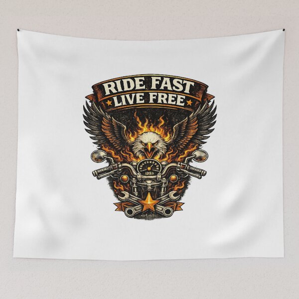 Item preview, Ride Fast Live Free Biker Eagle Motorcycle Design – Vintage Biker T-Shirt, Clothes, Gifts  designed and sold by MartinioArtStudio.