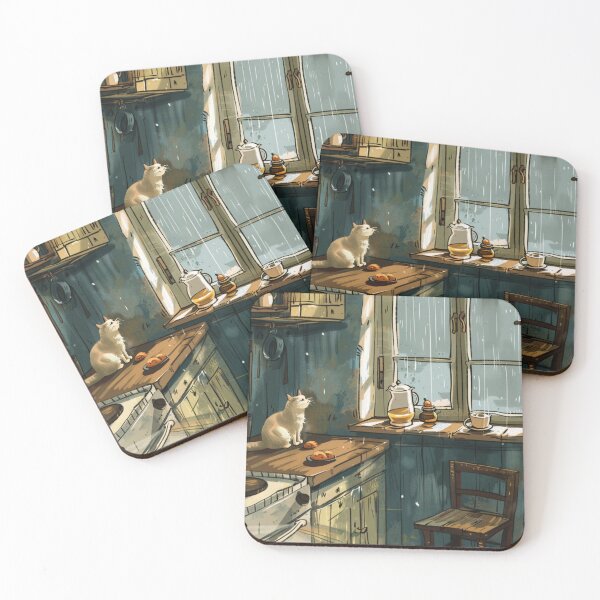 Item preview, Rainy Kitchen Calm – Cozy Cat Window Scene designed and sold by JLCableStudio.