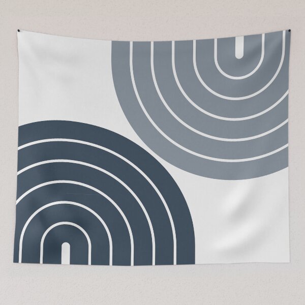 Item preview, Mid Century Modern Geometric Arches - Midnight Indigo Deep Navy designed and sold by nineFlorals.