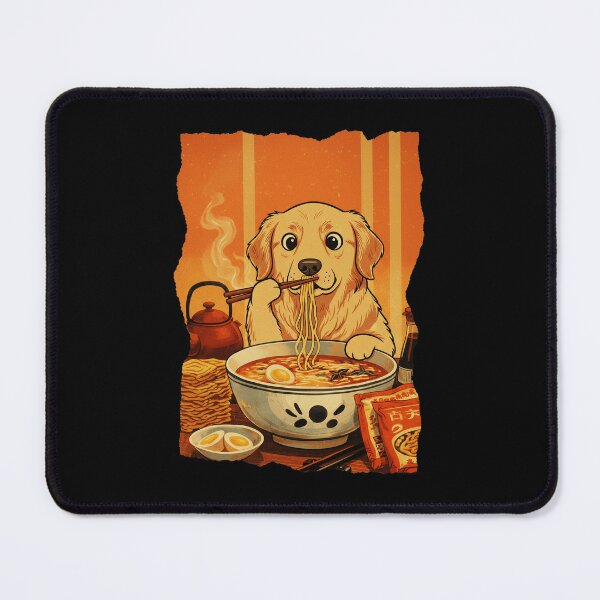 Item preview, Golden Retriever Eating Ramen Cute Dog Illustration designed and sold by JEFDodsonArt.