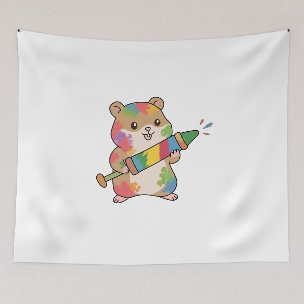 Item preview, Cute Holi Hamster with Color Pichkari- Kawaii Festival Sticker designed and sold by pn_terest.