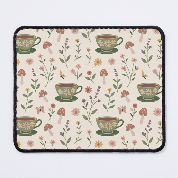 Item preview, Cozy Tea Cups Mushrooms Lavender Floral Seamless Pattern - Cottagecore Pastel Repeat designed and sold by Midnight Veil Designs.