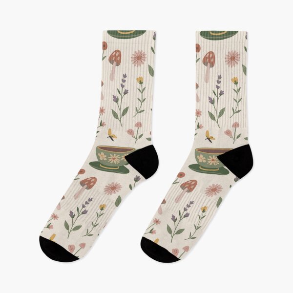 Item preview, Cozy Tea Cups Mushrooms Lavender Floral Seamless Pattern - Cottagecore Pastel Repeat designed and sold by Midnight Veil Designs.