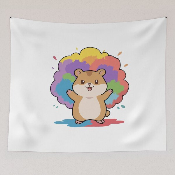 Item preview, Happy Holi Hamster-Cute Color Splash Kawaii Festival Sticker designed and sold by pn_terest.