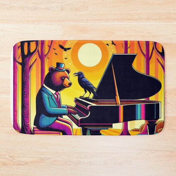 Item preview, Whimsical Bear Pianist – Rainbow Forest Emblem Design designed and sold by Dogandesighn.