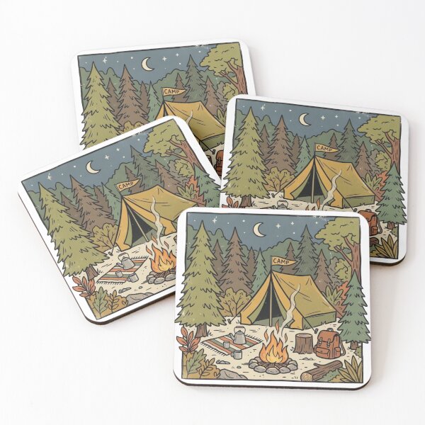 Item preview, Vintage 70s Camping Tent Illustration designed and sold by urbinet.