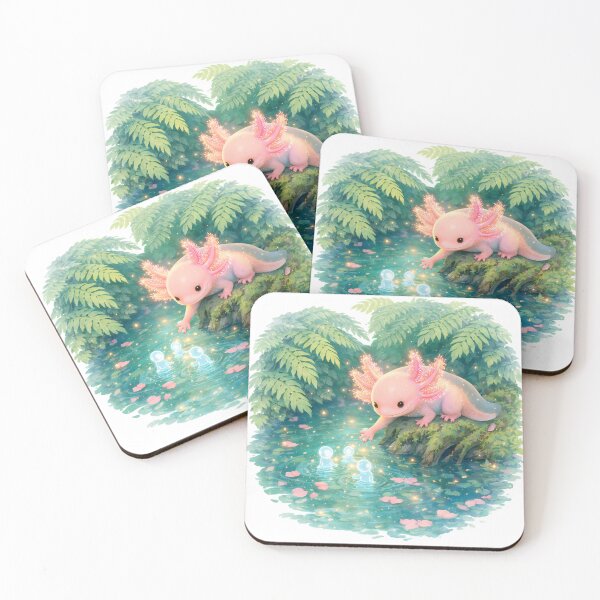 Item preview, Magical Axolotl & Water Spirits - Enchanted Watercolor Art designed and sold by Art-Selling.