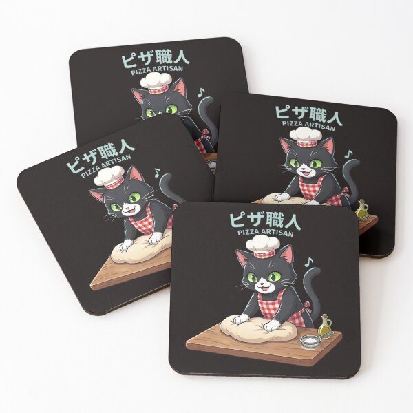 Item preview, Kawaii Black Cat Chef Kneading Pizza Dough Retro Anime Style designed and sold by WalterAdd.
