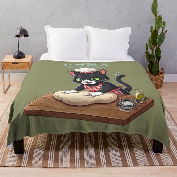 Item preview, Kawaii Black Cat Chef Kneading Pizza Dough Retro Anime Style designed and sold by WalterAdd.