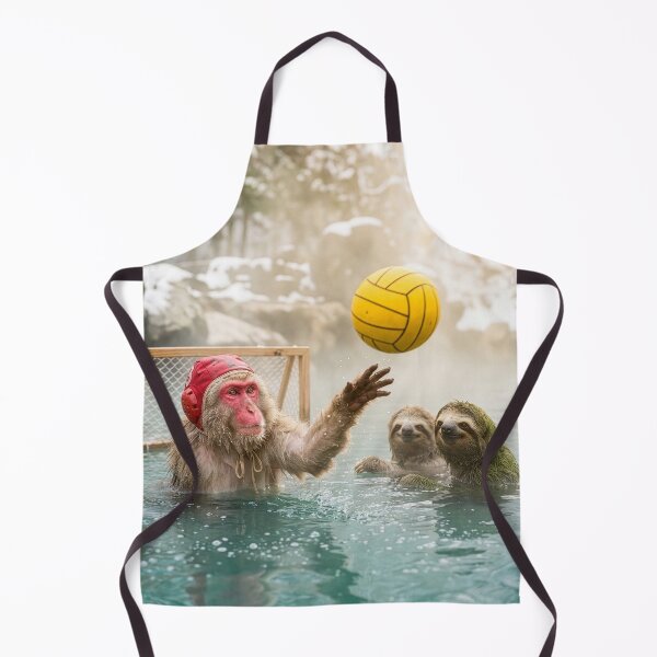 Item preview, Macaque and Sloths Play Water Polo in Onsen designed and sold by Tridentulus.