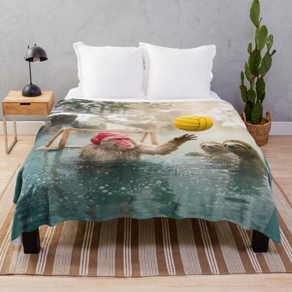 Item preview, Macaque and Sloths Play Water Polo in Onsen designed and sold by Tridentulus.